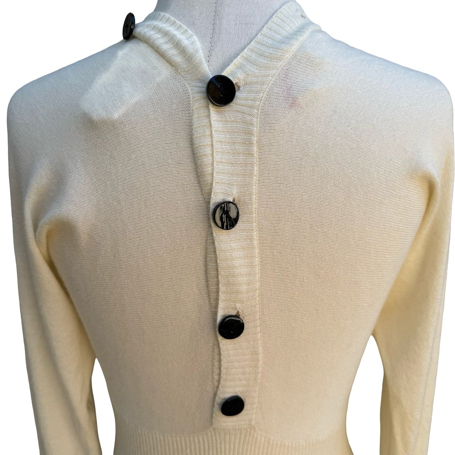 Fornarina Vintage Italian Y2K Coquette Angora Blend Ribbed Knit Belted Button S