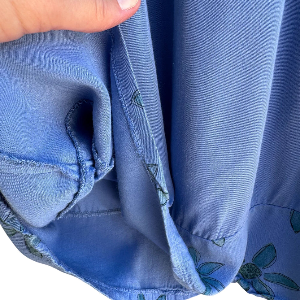 Cow & Lizard Vintage Womens Blue Floral Tencil Cotton Full Flowy Skirt New M