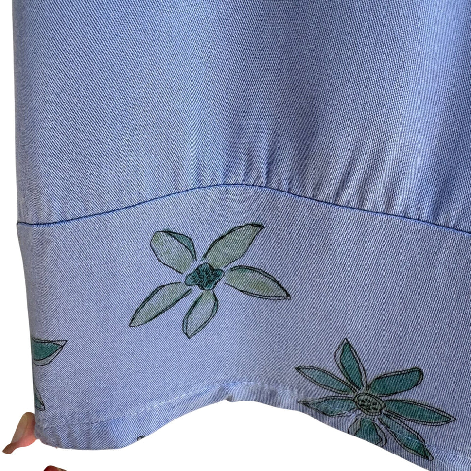 Cow & Lizard Vintage Womens Blue Floral Tencil Cotton Full Flowy Skirt New M