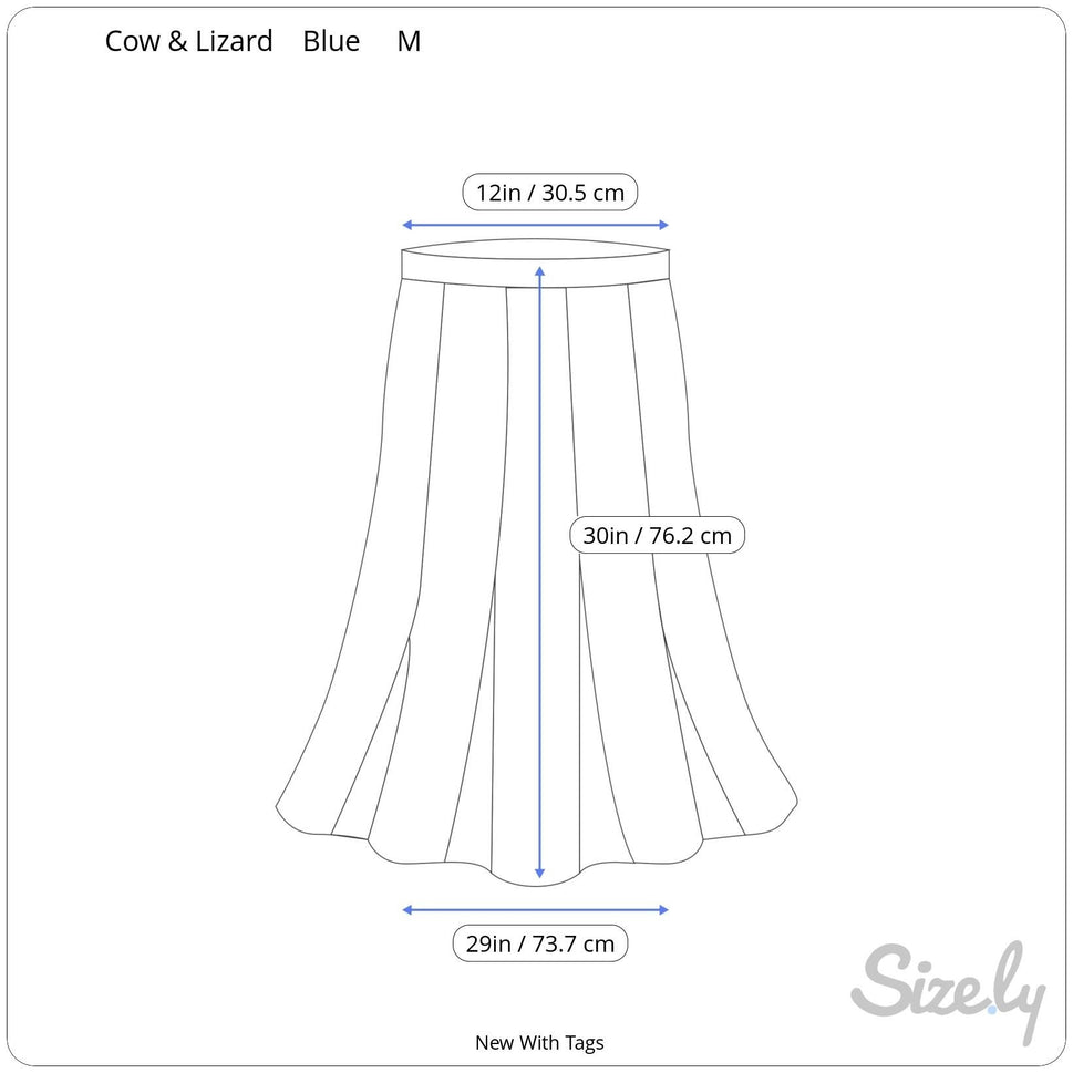 Cow & Lizard Vintage Womens Blue Floral Tencil Cotton Full Flowy Skirt New M
