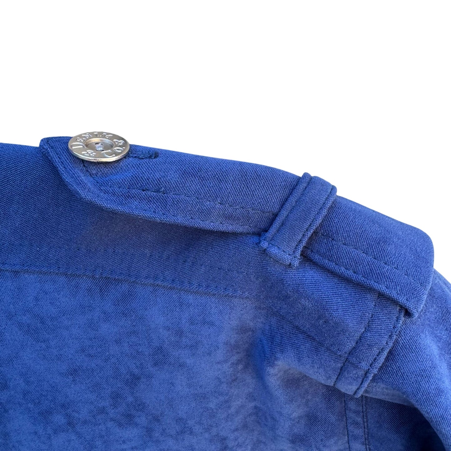 Denim & Co Vintage 80s Womens Blue Faux Suede Drawstring Waist Utility Jacket S