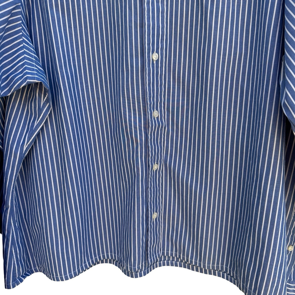 Polo Ralph Lauren Alcott Vintage 90s Preppy Old Money Blue Striped Shirt 17.5