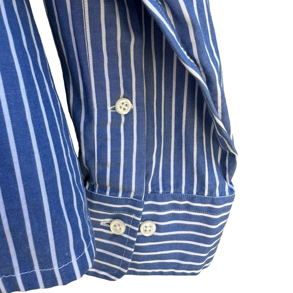 Polo Ralph Lauren Alcott Vintage 90s Preppy Old Money Blue Striped Shirt 17.5