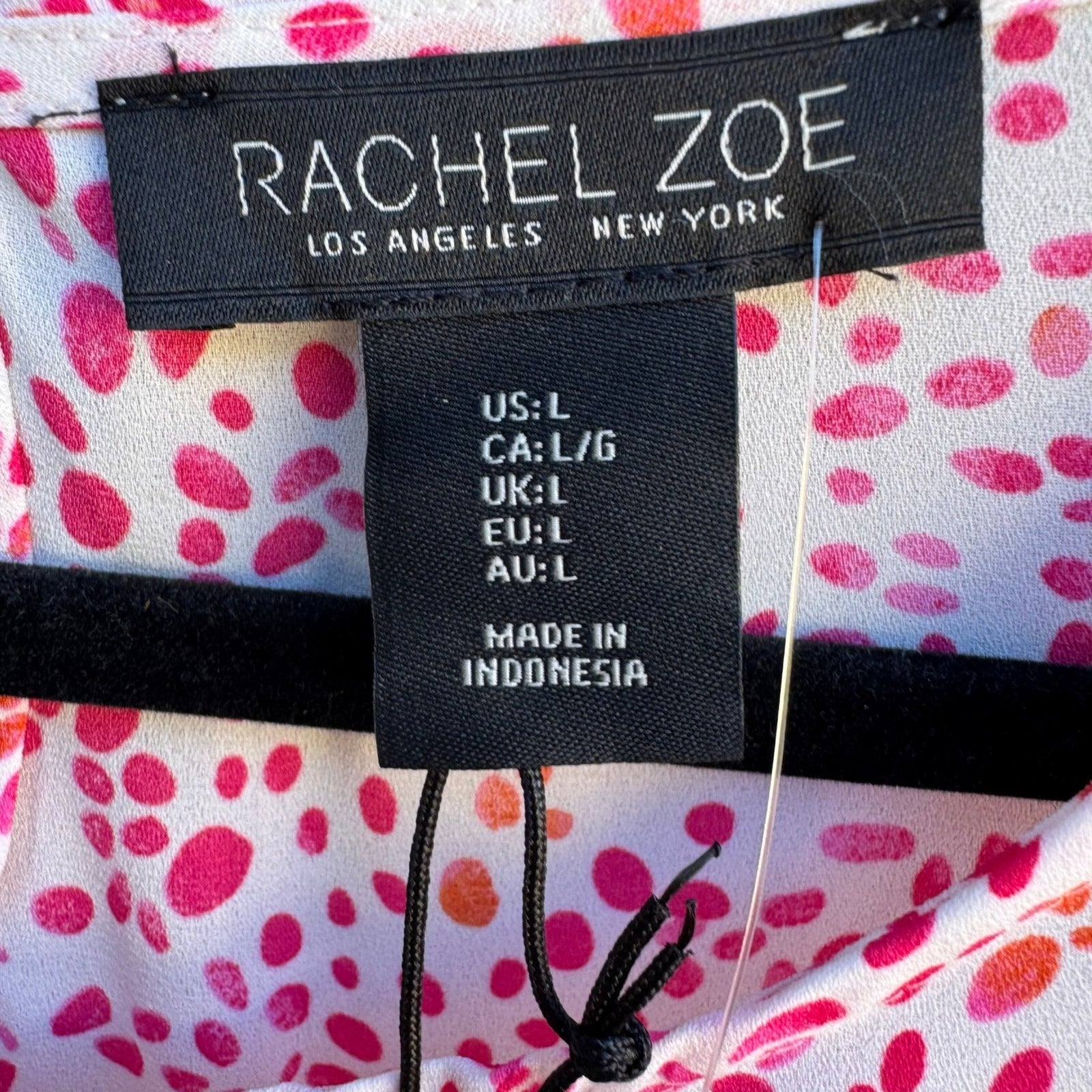 Rachel Zoe Feminine Preppy Abstract Polka Dot Side Tie Sleeveless Blouse L NWT