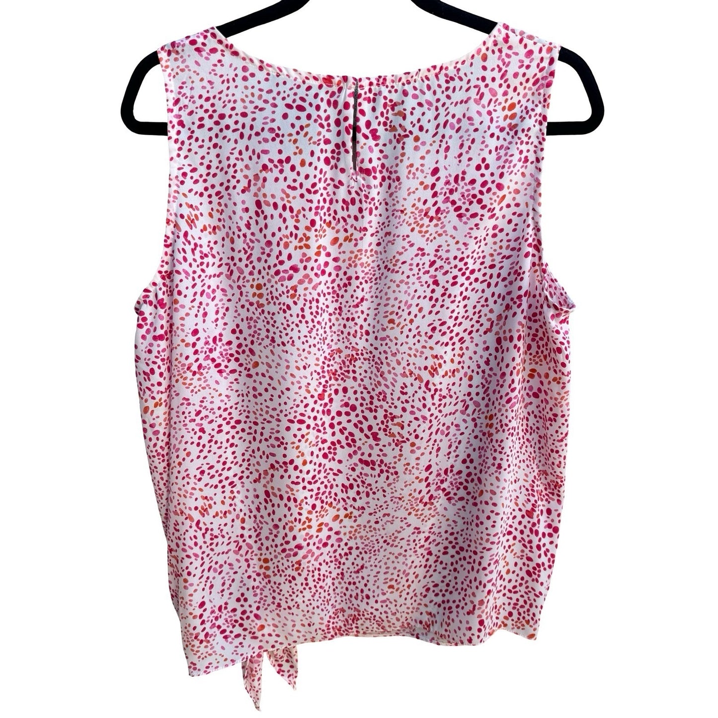 Rachel Zoe Feminine Preppy Abstract Polka Dot Side Tie Sleeveless Blouse L NWT