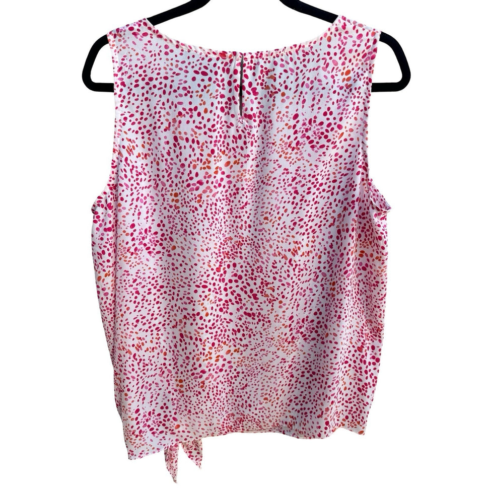 Rachel Zoe Feminine Preppy Abstract Polka Dot Side Tie Sleeveless Blouse L NWT