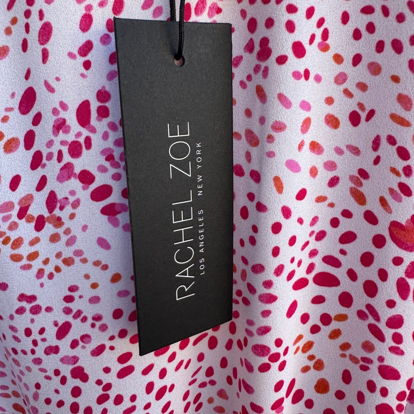 Rachel Zoe Feminine Preppy Abstract Polka Dot Side Tie Sleeveless Blouse L NWT