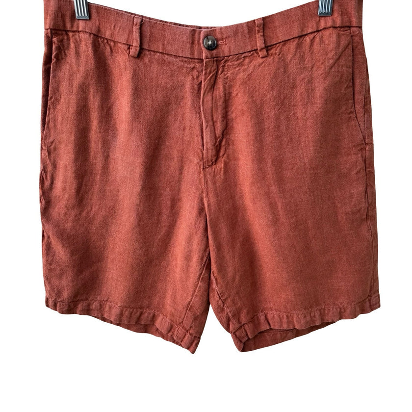 Banana Republic Linen Lightweight Summer Chino Shorts Terracotta Orange Mens 33