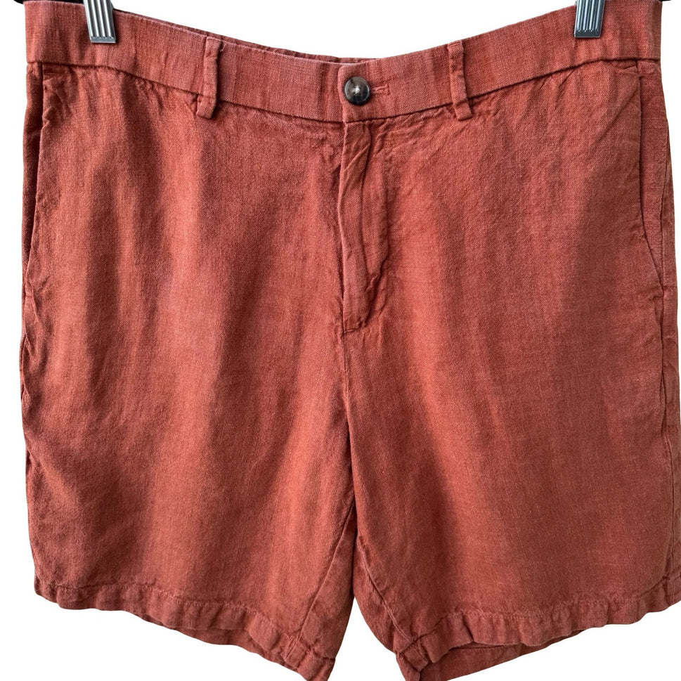 Banana Republic Linen Lightweight Summer Chino Shorts Terracotta Orange Mens 33