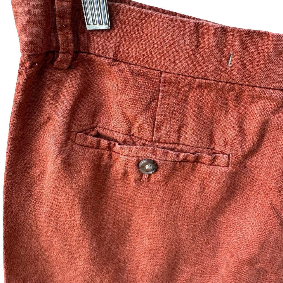 Banana Republic Linen Lightweight Summer Chino Shorts Terracotta Orange Mens 33