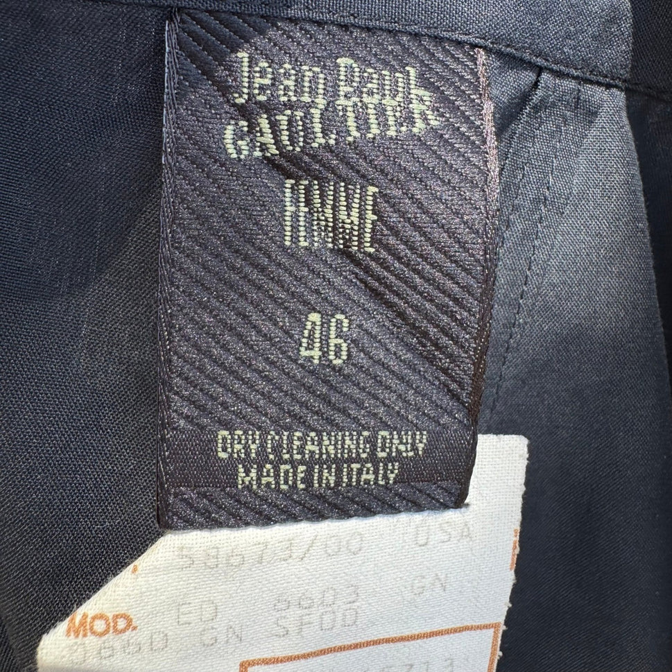Jean Paul Gaultier Femme 90s Y2K Black Cotton Midi Pencil Skirt Avant Garde M
