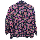 Switch Maggie Barnes Vintage Womens Quilted Fan Print Black Pink Floral Jacket 0X 14/16 2 image