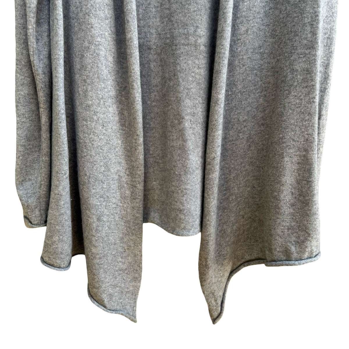 Evelyn 100% Cashmere Minimalist Layering Cozy Open Front Draped Cardigan Gray M