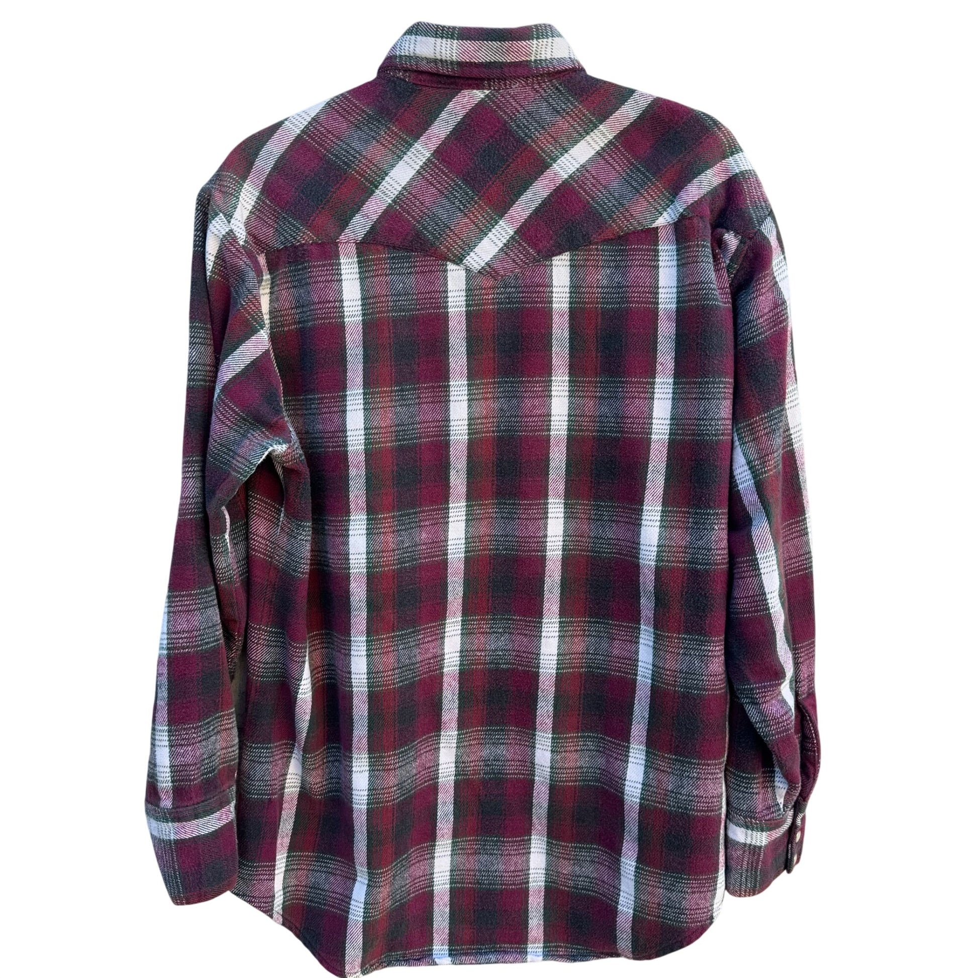 Prentiss Outdoors Vintage 80s Mens Western Plaid Heavy Flannel Shirt Pearl Snap