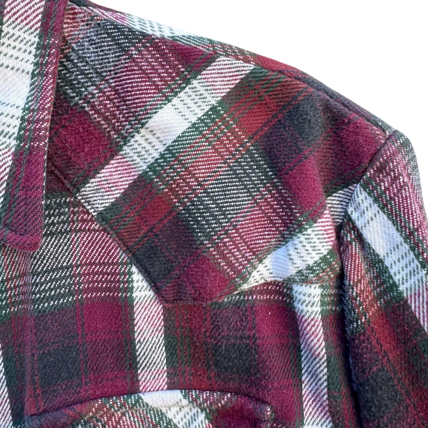 Prentiss Outdoors Vintage 80s Mens Western Plaid Heavy Flannel Shirt Pearl Snap