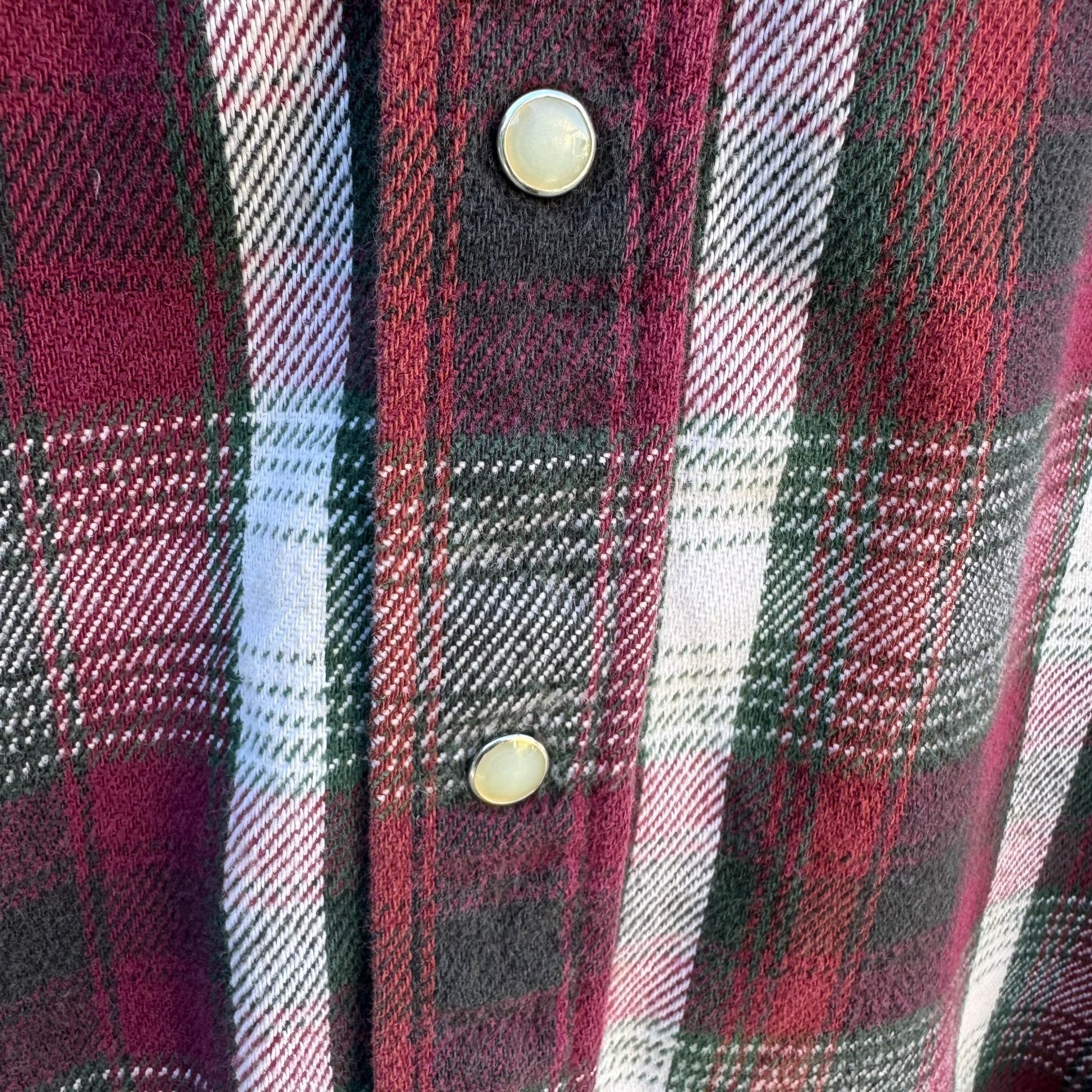 Prentiss Outdoors Vintage 80s Mens Western Plaid Heavy Flannel Shirt Pearl Snap