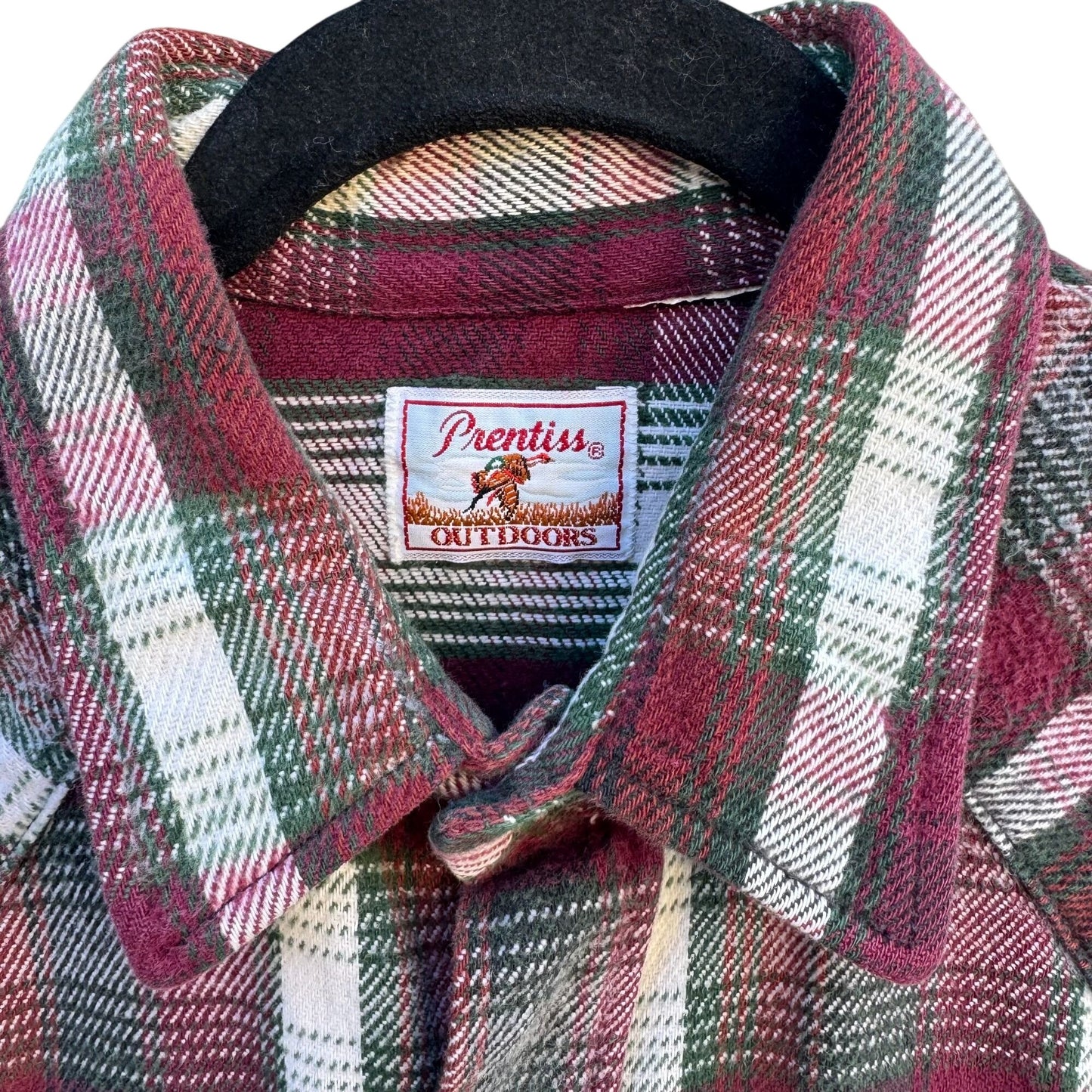 Prentiss Outdoors Vintage 80s Mens Western Plaid Heavy Flannel Shirt Pearl Snap
