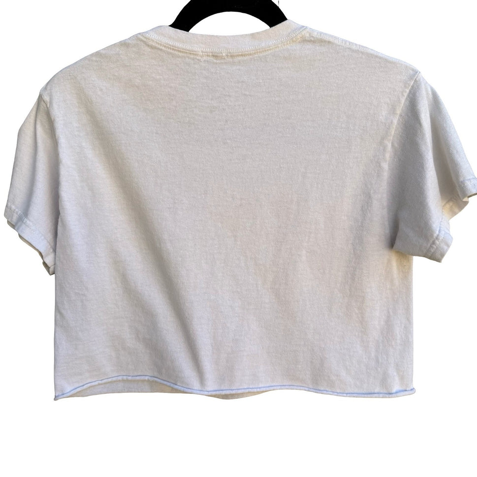 John Galt Brandy Melville Austin Texas Cowboy Boots Graphic Crop Top White OS