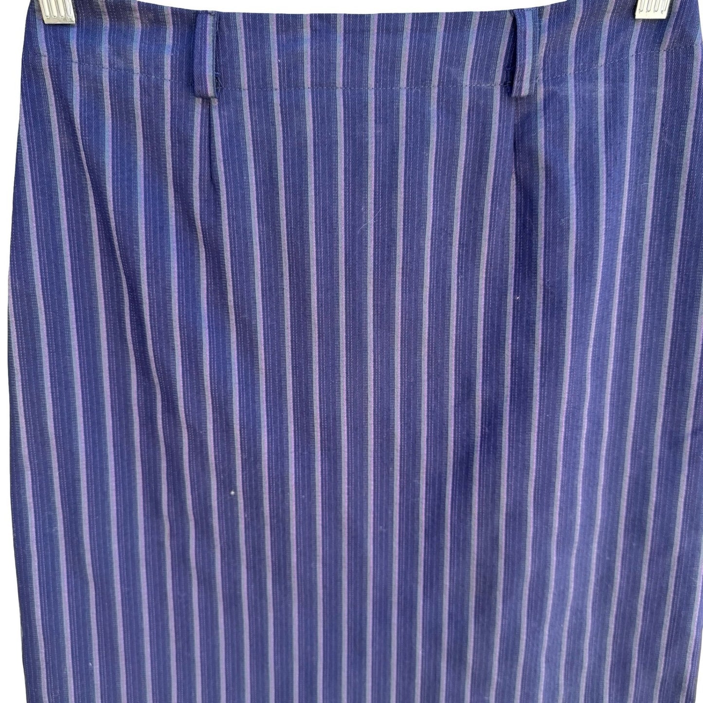 Cynthia Rowley Vintage 90s Y2K Pinstripe Pencil Skirt Tailored Knee Length Blue