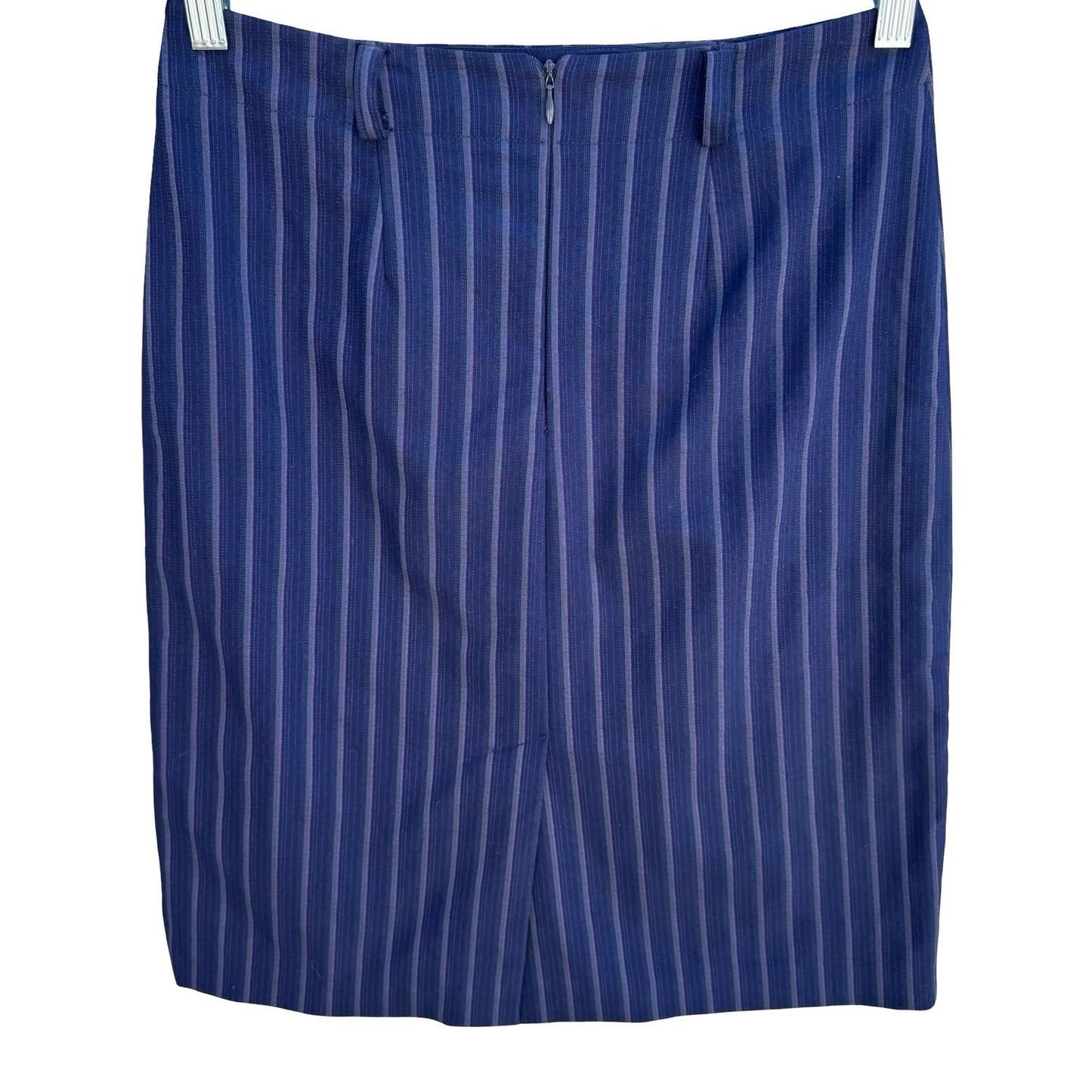 Cynthia Rowley Vintage 90s Y2K Pinstripe Pencil Skirt Tailored Knee Length Blue