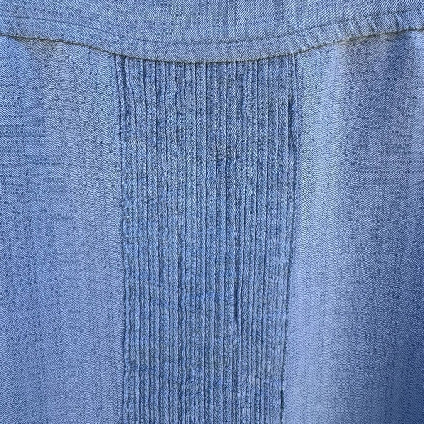 Cubavera Mens L Blue Embroidered Pintuck Guayabera Coastal Camp Shirt Aloha Cuba