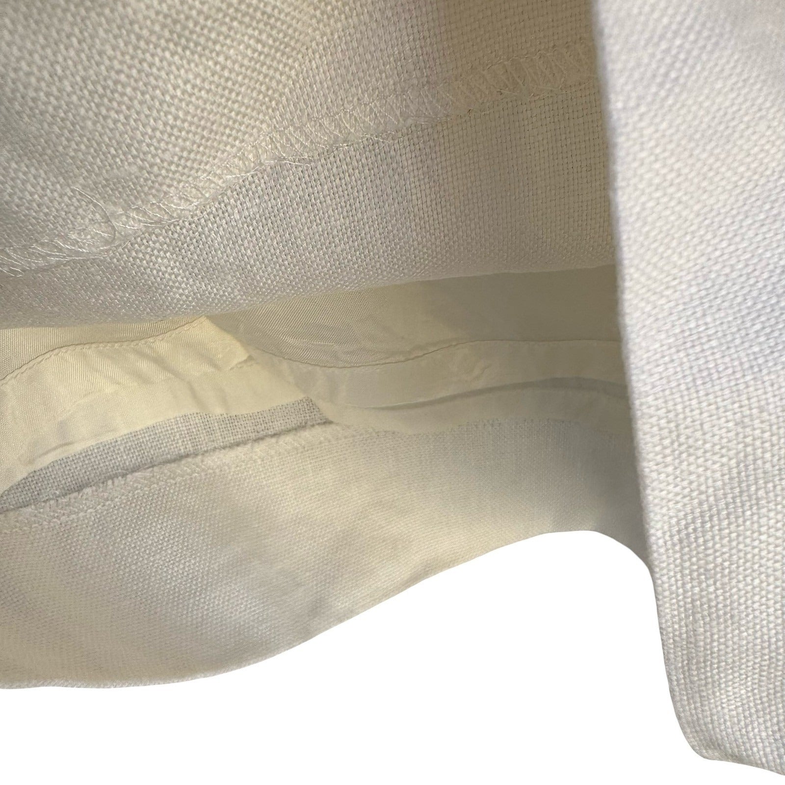 Lauren Ralph Lauren Womens White 100% Linen Wide Leg Trousers Side Zip Size 14