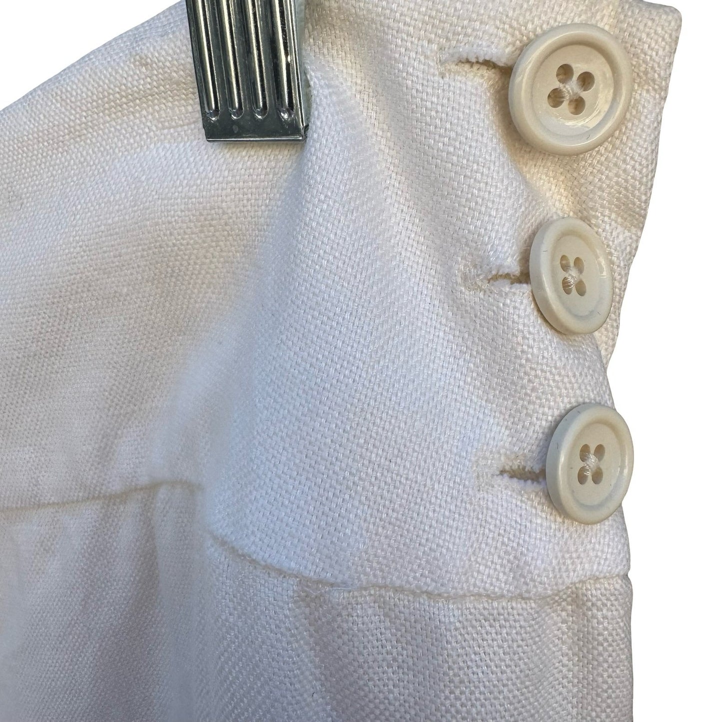 Lauren Ralph Lauren Womens White 100% Linen Wide Leg Trousers Side Zip Size 14