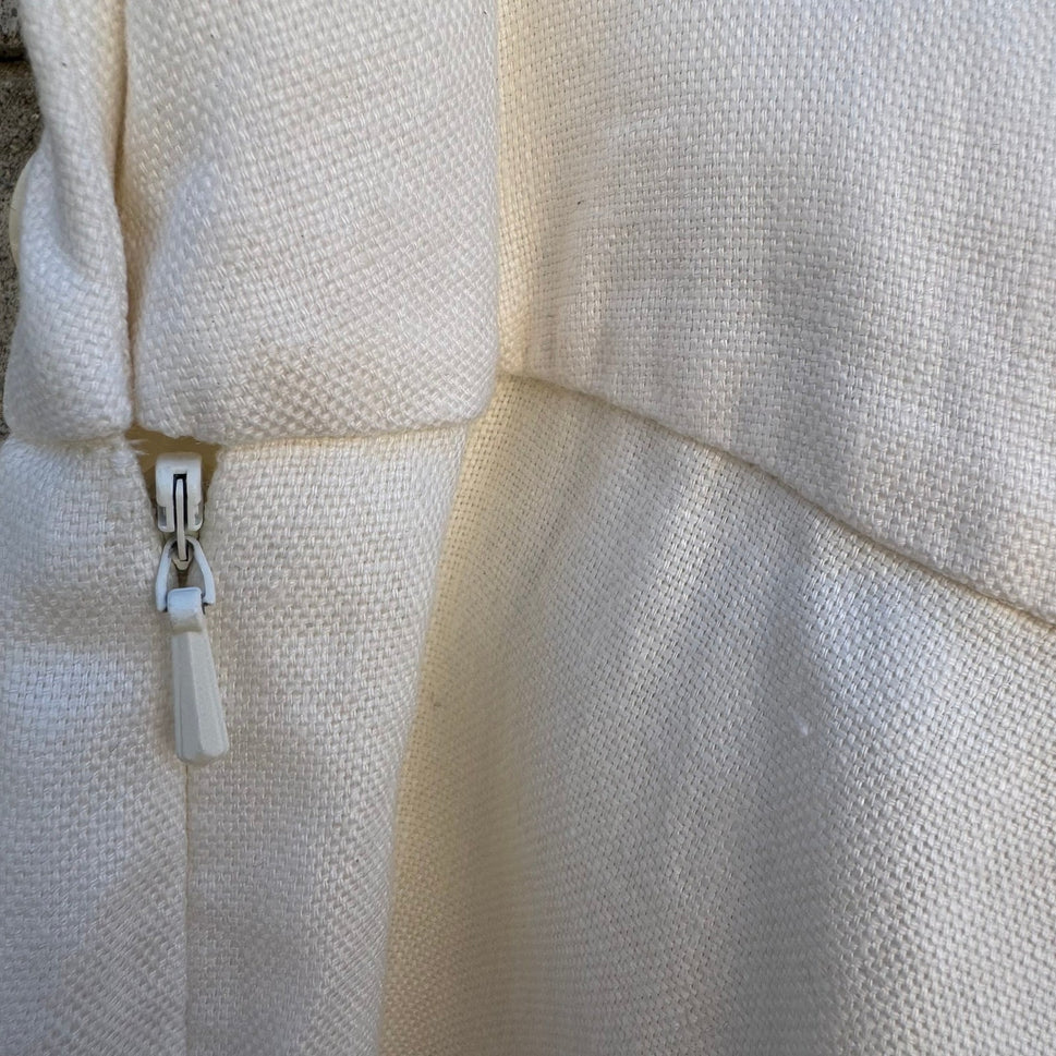 Lauren Ralph Lauren Womens White 100% Linen Wide Leg Trousers Side Zip Size 14