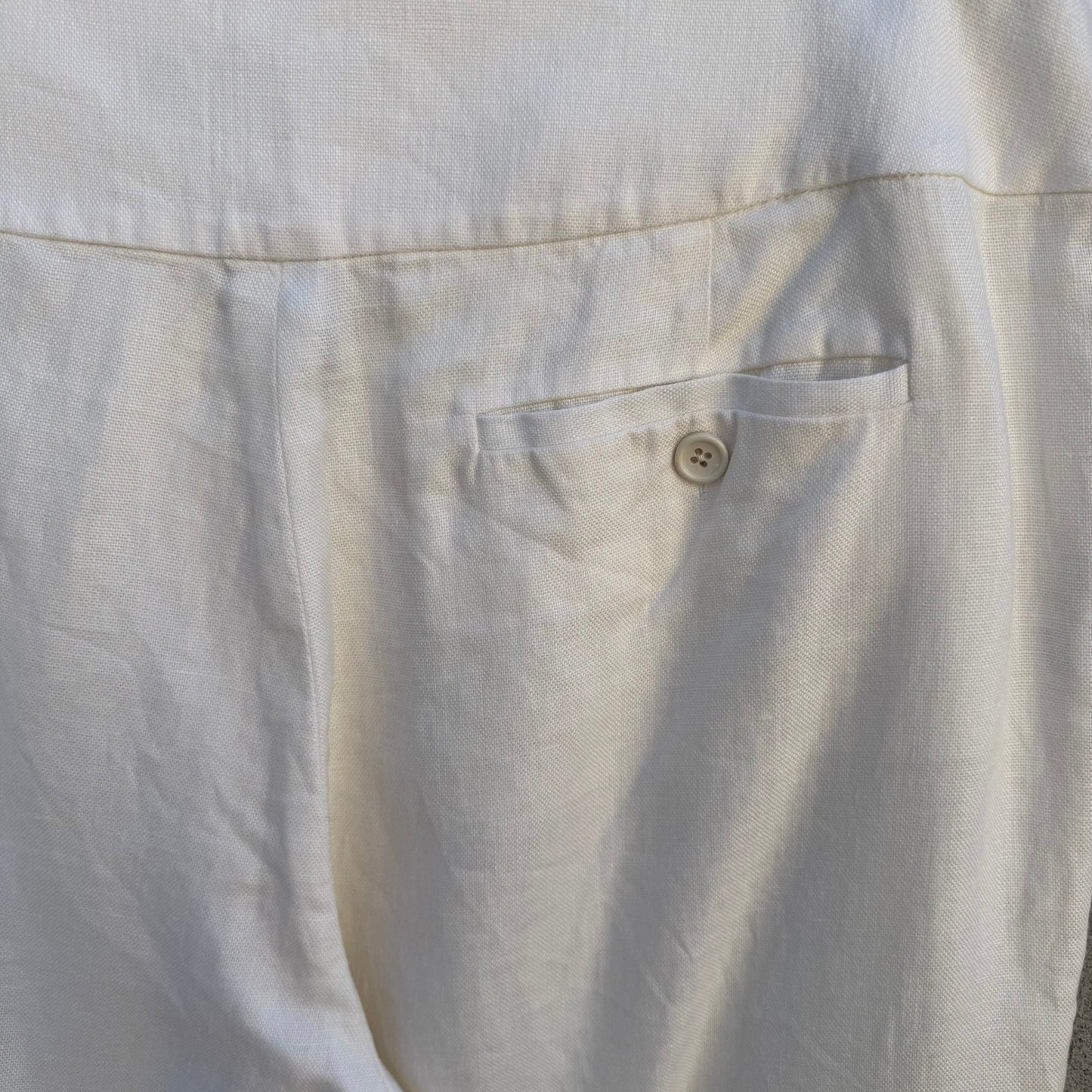 Lauren Ralph Lauren Womens White 100% Linen Wide Leg Trousers Side Zip Size 14