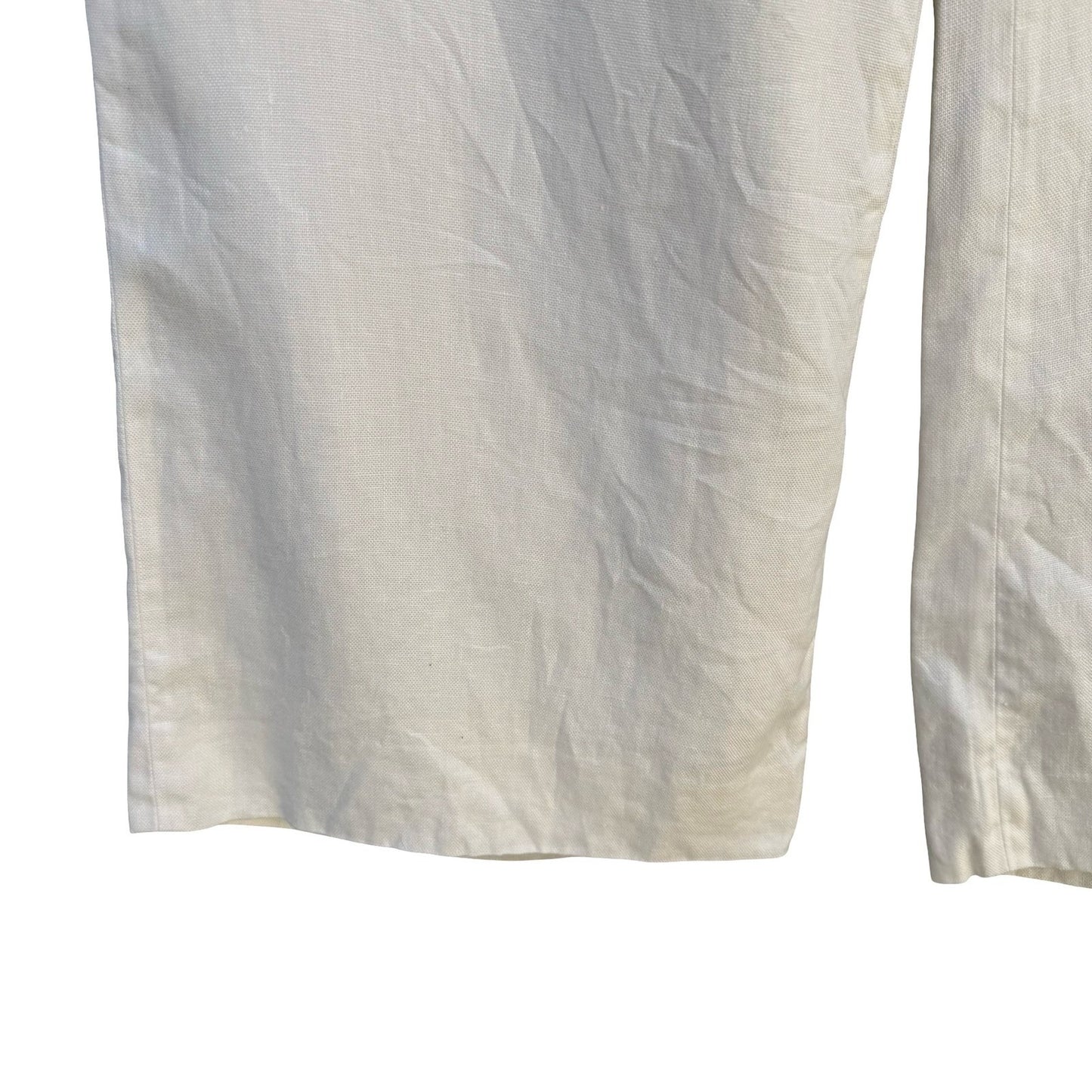 Lauren Ralph Lauren Womens White 100% Linen Wide Leg Trousers Side Zip Size 14