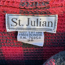 Switch St Julian Vintage Red Black Buffalo Plaid Waffle Knit Cotton Zip Shirt Shacket 2 image