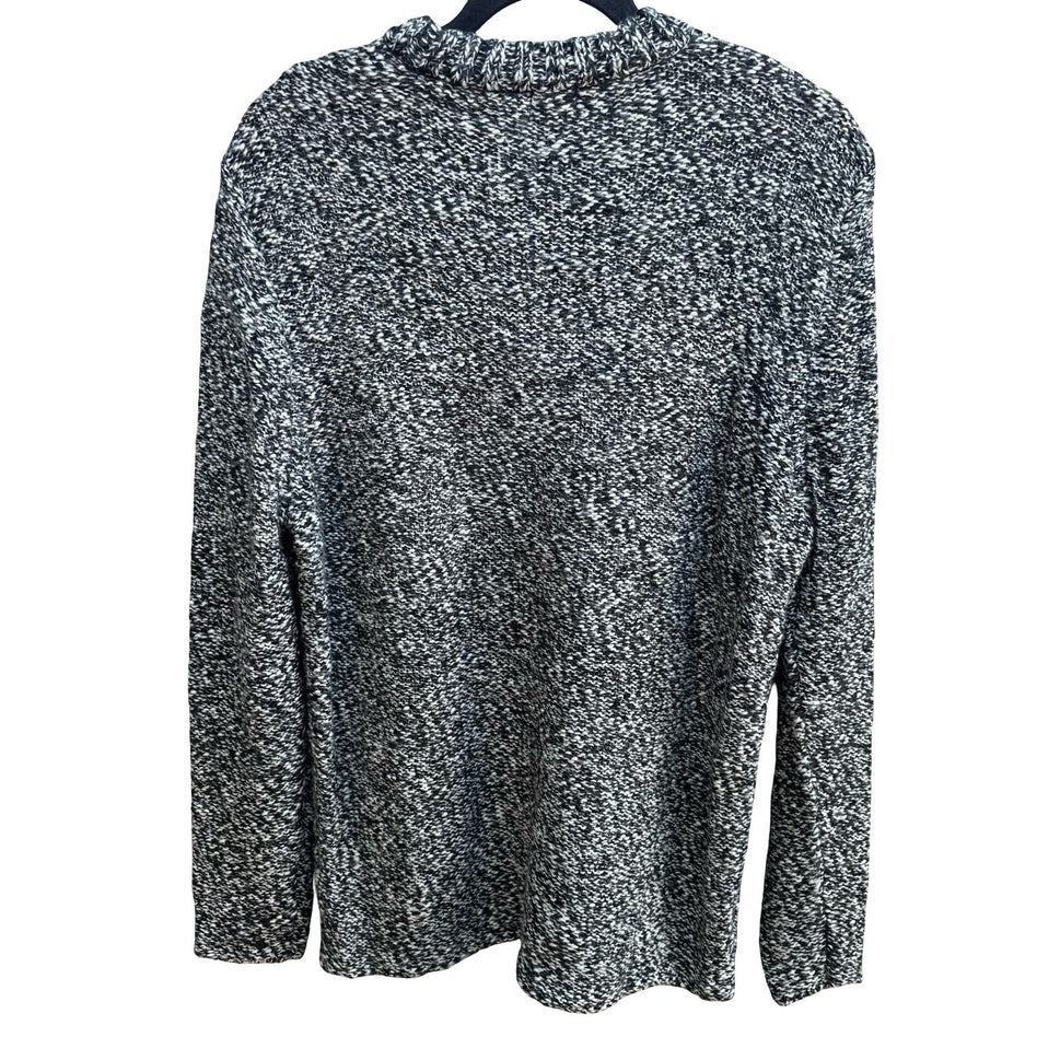 HM Marled Wool Blend Chunky Knit Fisherman Monochrome Scandi Hygge Sweater Men L