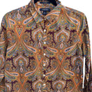 Switch Lands End No Iron Supima Cotton Paisley Button Down Shirt Brown Boho Preppy 6P 3 image
