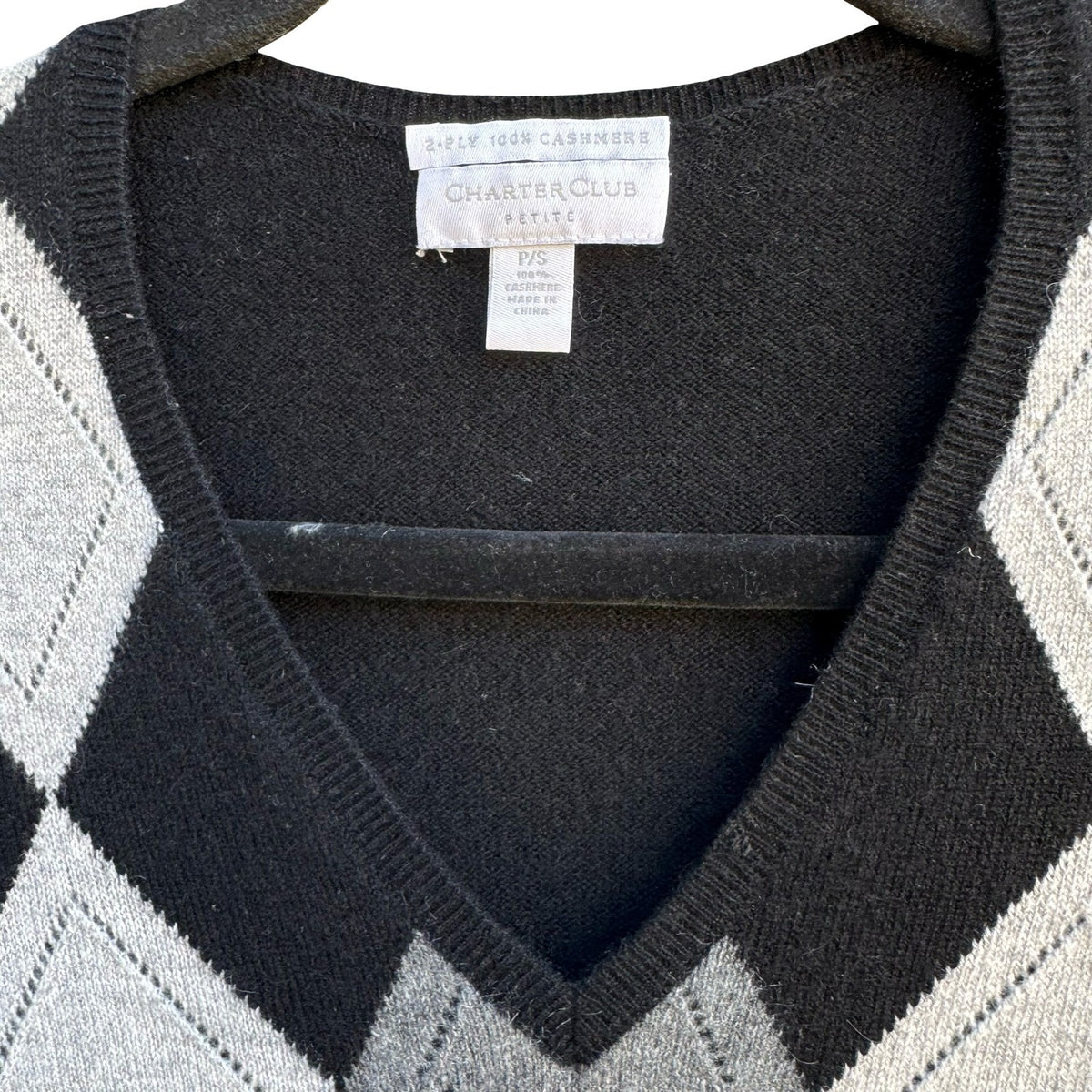 Charter Club Argyle Cashmere Old Money Academia Minimalist Preppy Sweater S