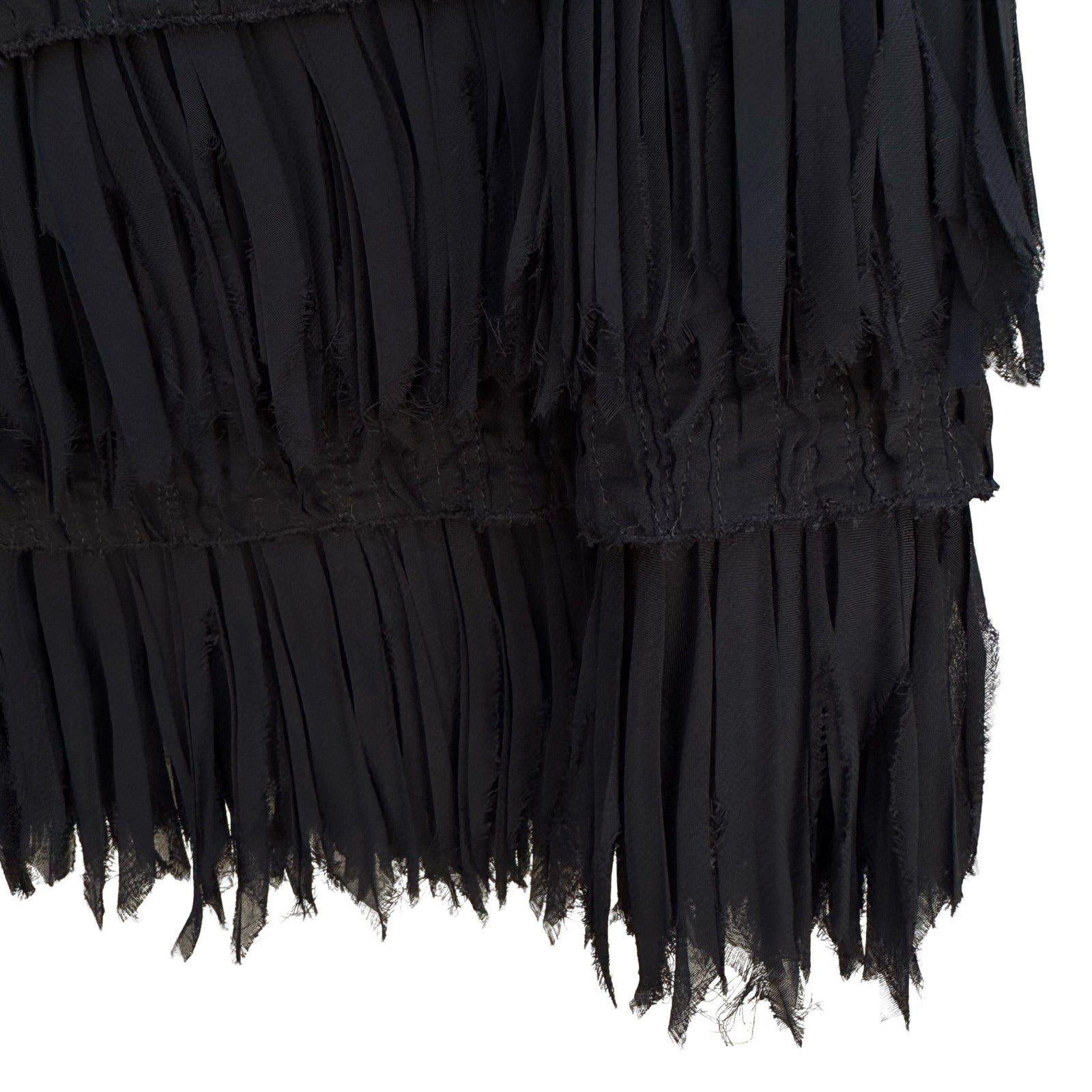Zara Woman Linen Tiered Raw Edge Fringe Mini Skirt Ruched Gatsby Party Flapper S