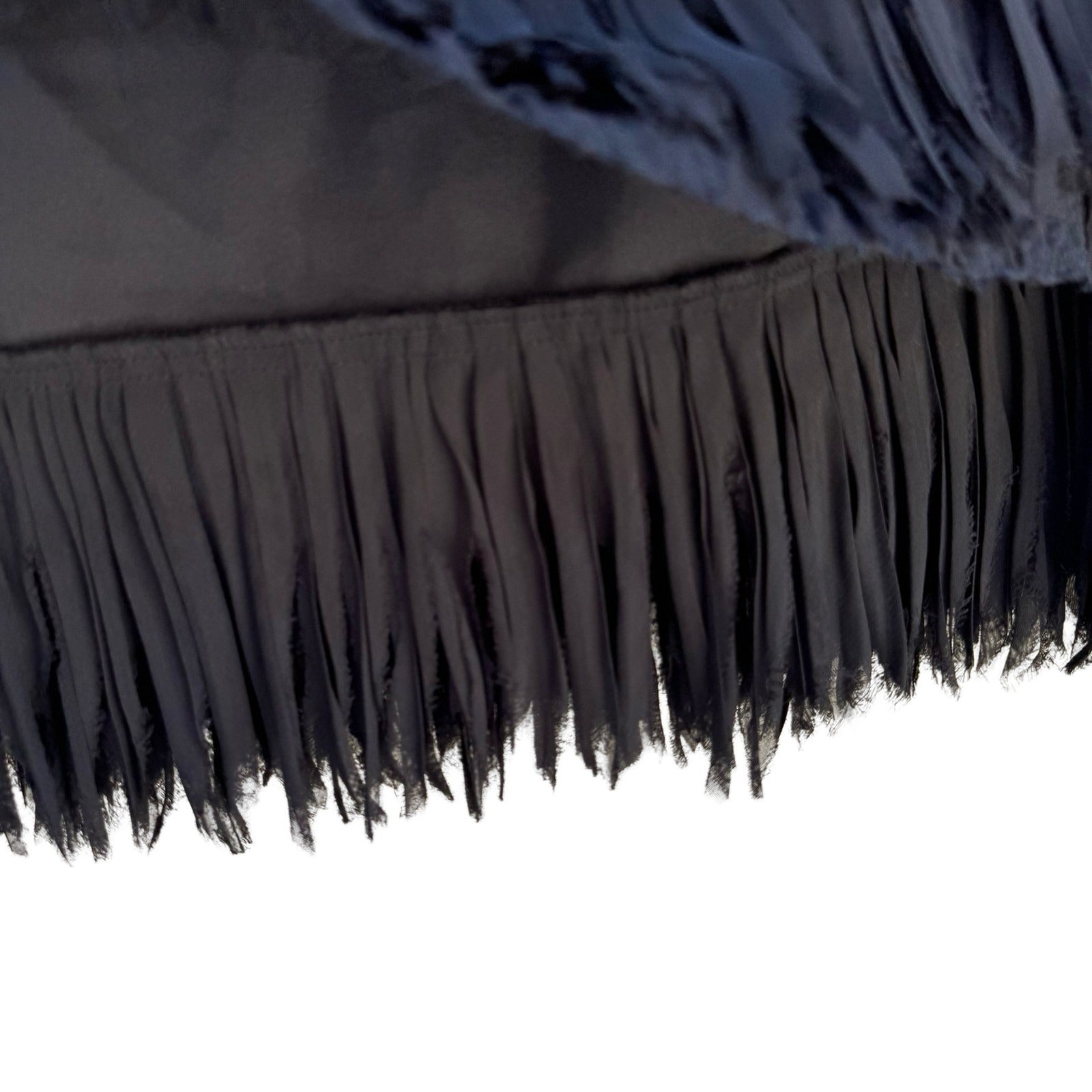 Zara Woman Linen Tiered Raw Edge Fringe Mini Skirt Ruched Gatsby Party Flapper S