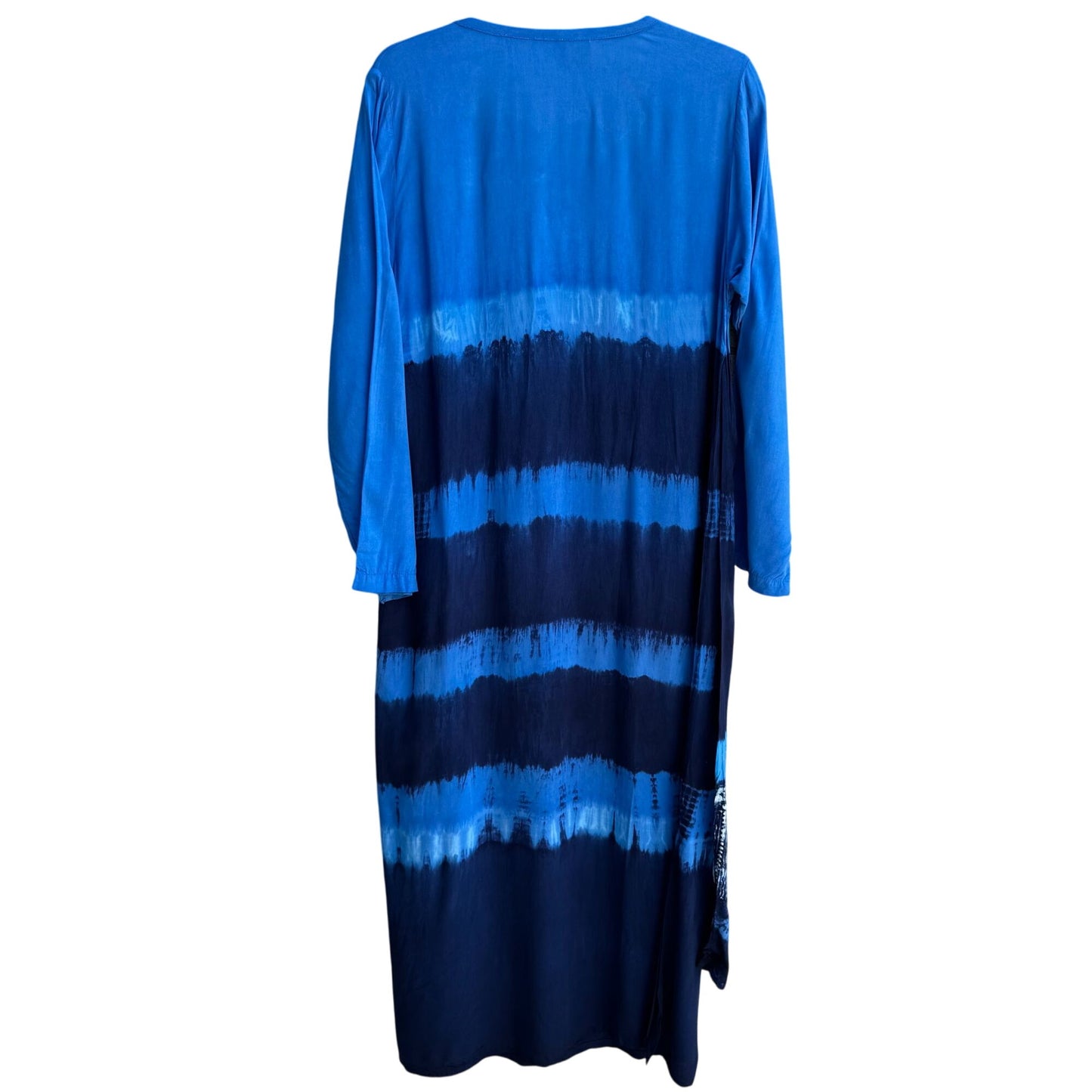 Shopping With Anthony Womens Boho Layered V Neck Flowy Blue Tie-Dye Maxi Dress S