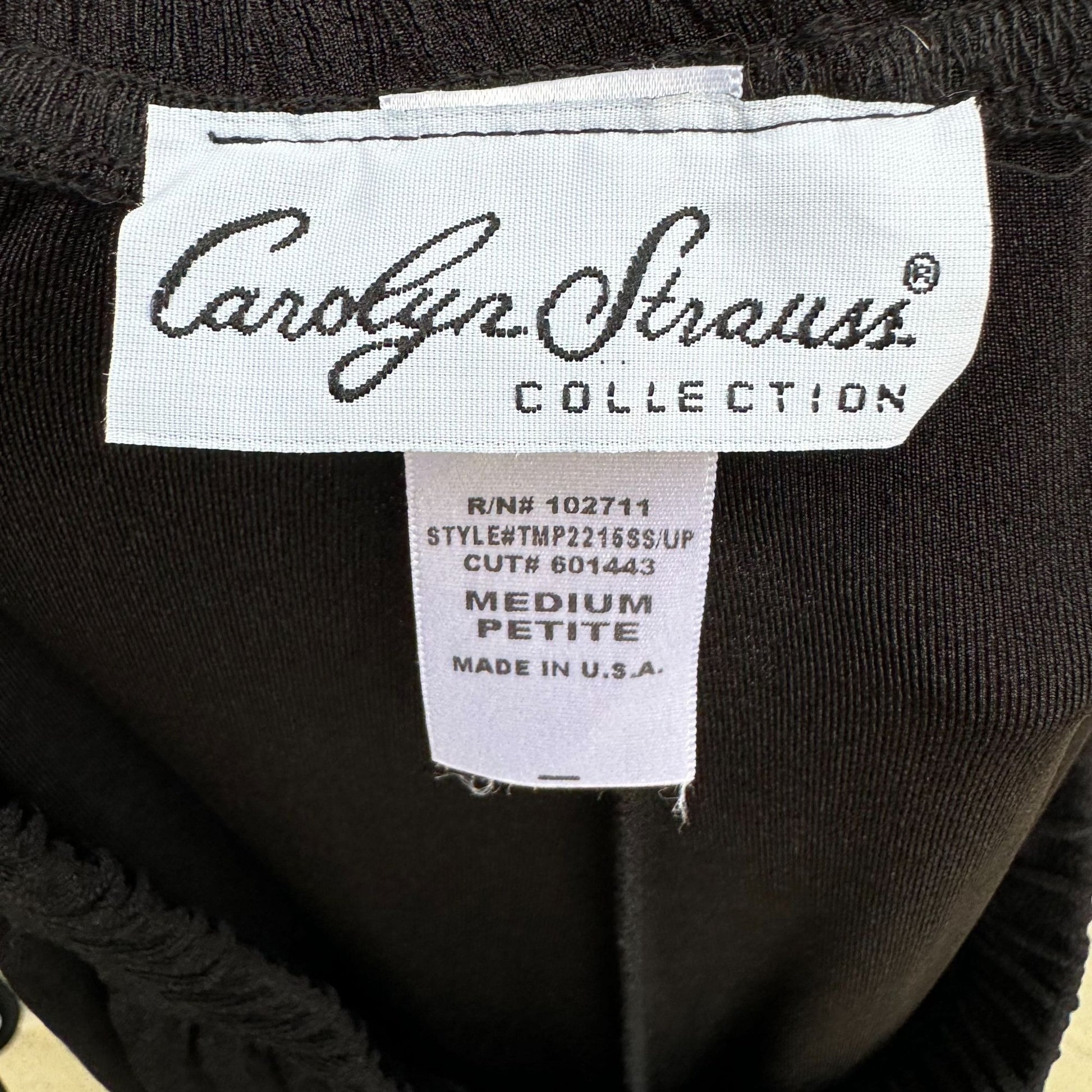 Carolyn Strauss Collection Medium Petite Black Stretch Slinky Womens Dress Pants