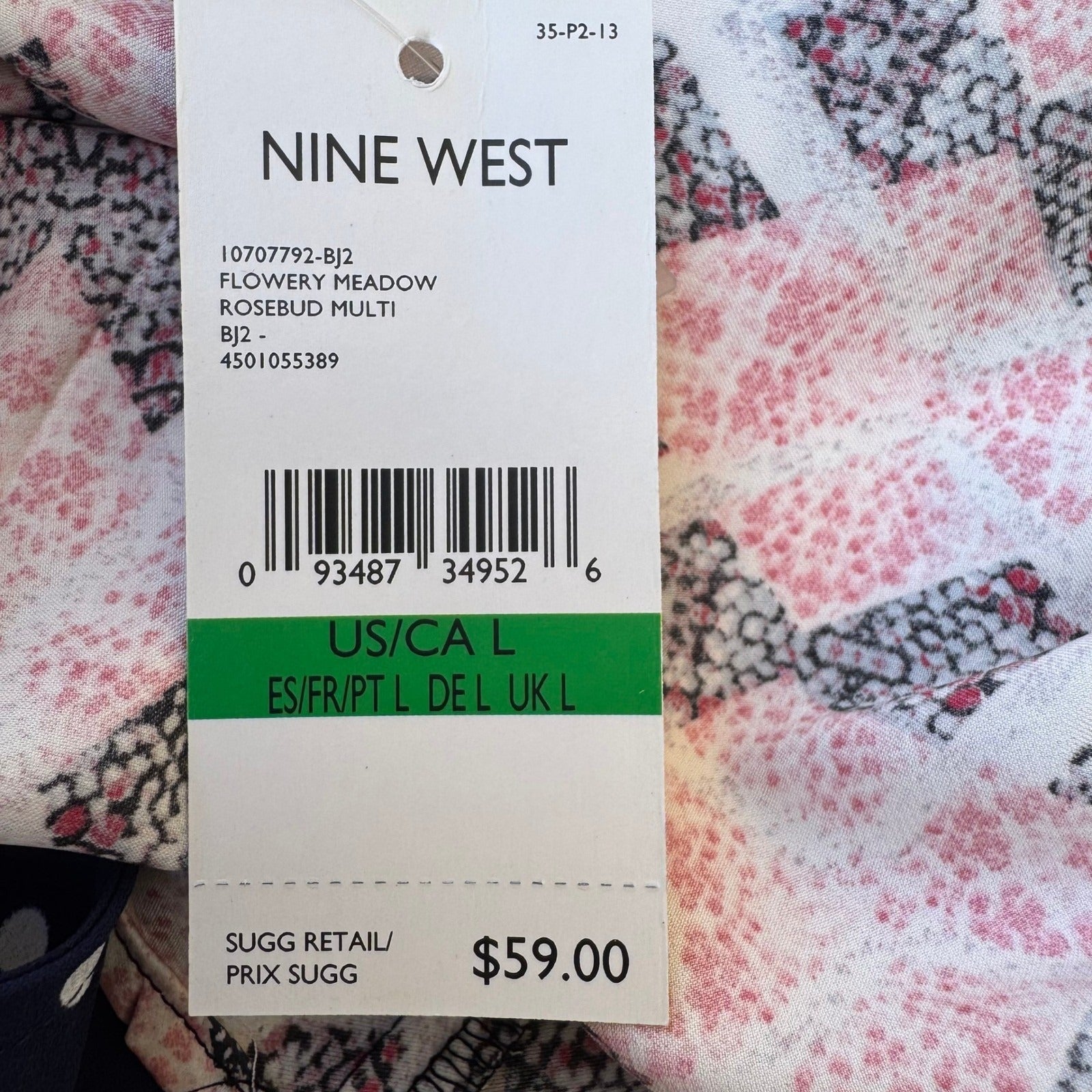 Nine West Feminine Professional Sleeveless Tie Neck Blouse Rosebud Pink L NEW