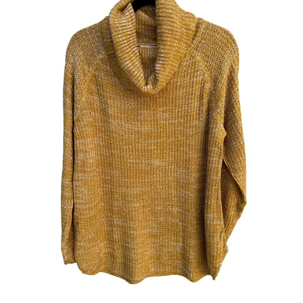 Its Our Time Mustard Yellow Womens Open Knit Cowl Neck Long Sleeve Sweater XL