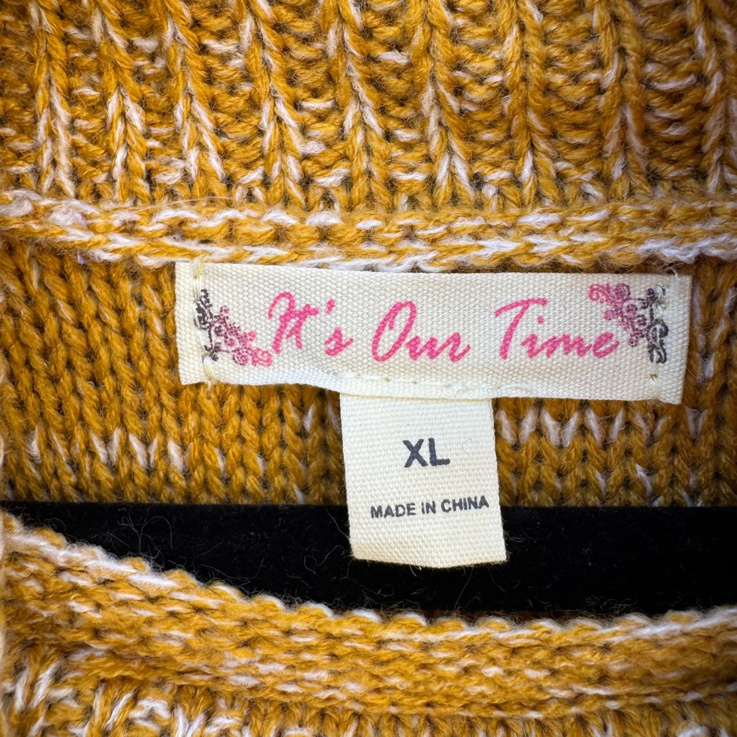 Its Our Time Mustard Yellow Womens Open Knit Cowl Neck Long Sleeve Sweater XL