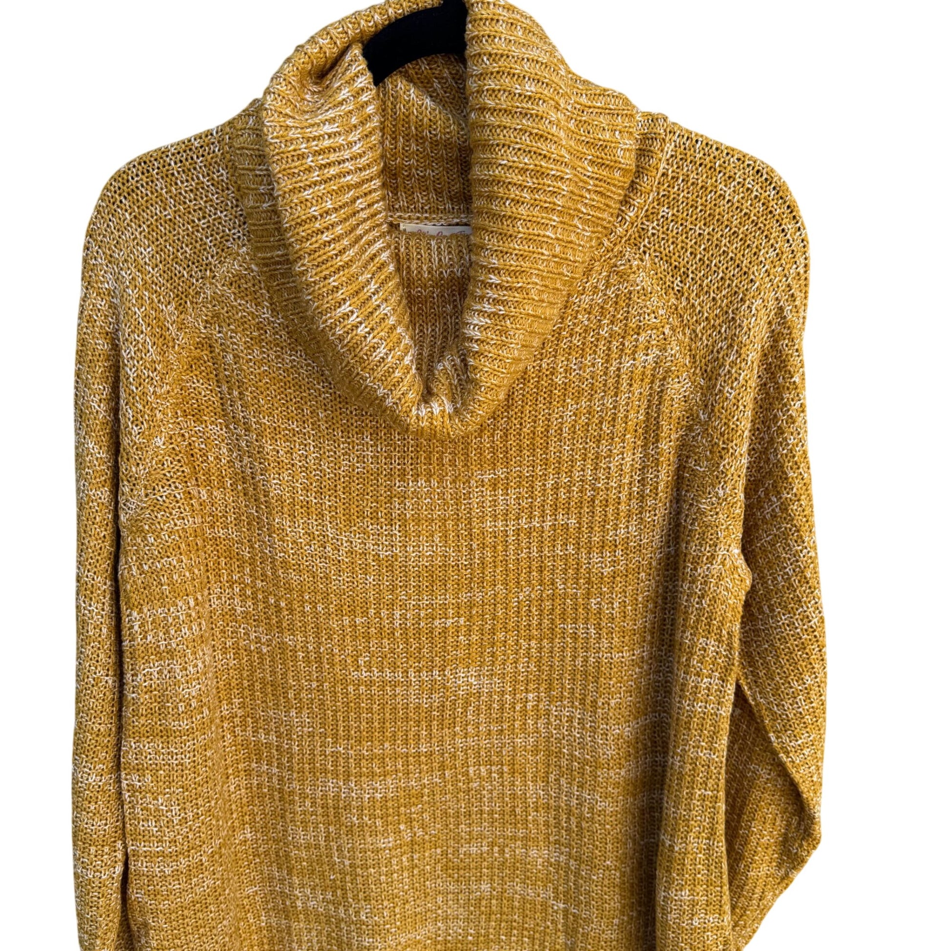 Its Our Time Mustard Yellow Womens Open Knit Cowl Neck Long Sleeve Sweater XL
