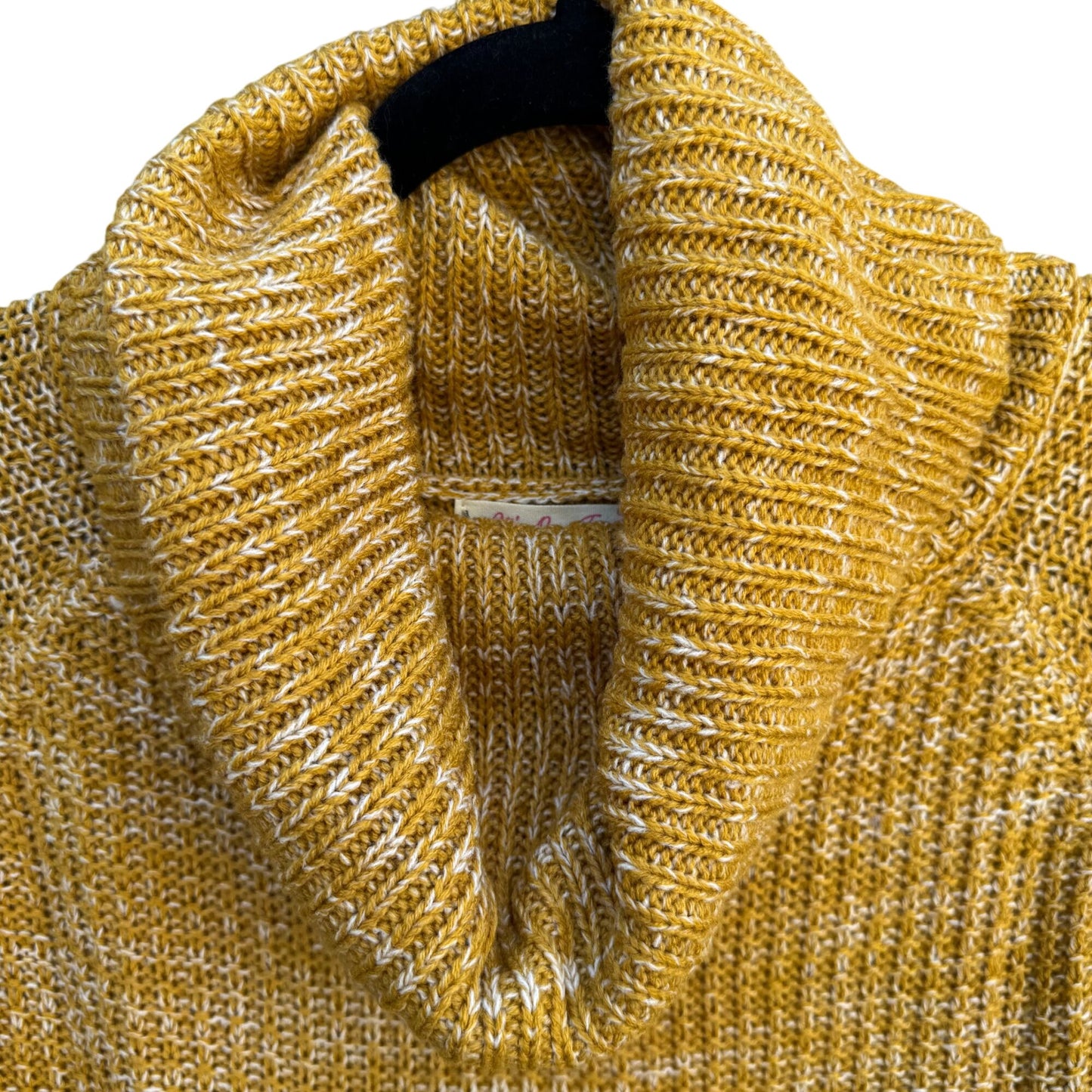 Its Our Time Mustard Yellow Womens Open Knit Cowl Neck Long Sleeve Sweater XL