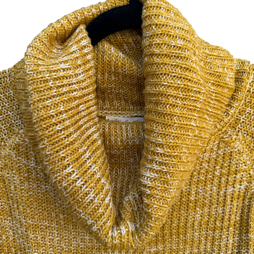 Its Our Time Mustard Yellow Womens Open Knit Cowl Neck Long Sleeve Sweater XL