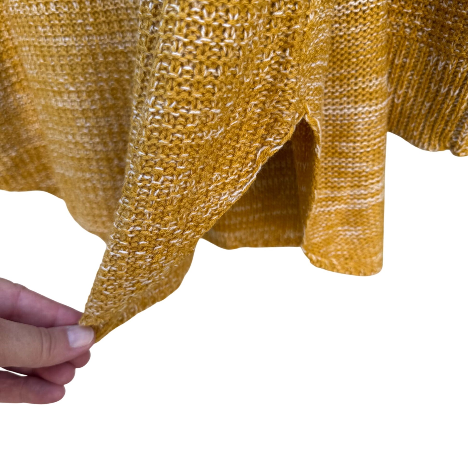 Its Our Time Mustard Yellow Womens Open Knit Cowl Neck Long Sleeve Sweater XL