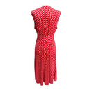 Switch Vintage Womens Red &amp; White Polka Dot V Neck Tie Waist Sleeveless Midi Dress 2 image