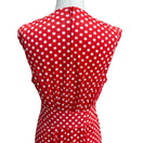 Switch Vintage Womens Red &amp; White Polka Dot V Neck Tie Waist Sleeveless Midi Dress 3 image