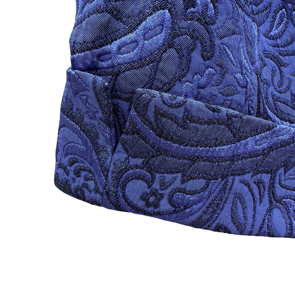 Maggy London Womens Blue Paisley Jacquard 2 Piece Skirt Suit Set Size 10 Vintage