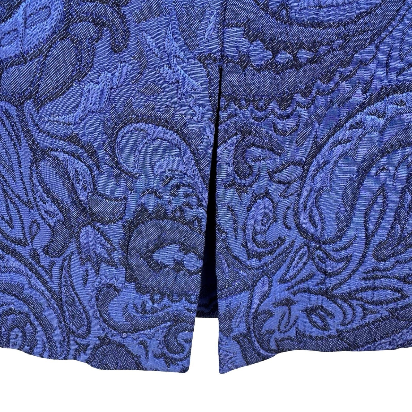 Maggy London Womens Blue Paisley Jacquard 2 Piece Skirt Suit Set Size 10 Vintage