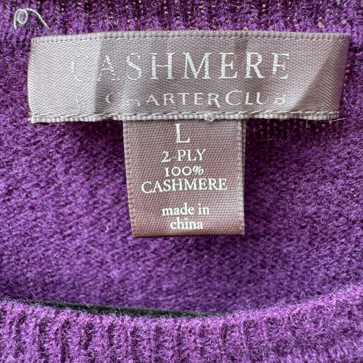 Charter Club 2-Ply 100% Cashmere Quiet Luxury Old Money Preppy Sweater Purple L